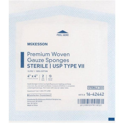 USP Type VII Gauze Sponge McKesson Cotton Square Sterile | McKesson | SurgiMac