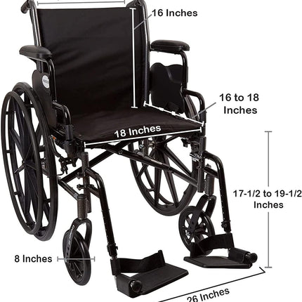 Wheelchair, Swing Away Foot Leg Rest, Desk Length Arms Flip Back, 18 in Seat, 300 lbs Weight Capacity, 1 Count | 1065276 | | Ambulatory Equipment, Standard Wheelchairs, Wheelchair, Wheelchairs | McKesson | SurgiMac