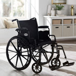 Wheelchair, Swing Away Foot Leg Rest, Desk Length Arms Flip Back, 20 in Seat, 300 lbs Weight Capacity, 1 Count 146-K320DDA-SF-1A