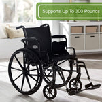 Wheelchair, Swing Away Foot Leg Rest, Desk Length Arms Flip Back, 20 in Seat, 300 lbs Weight Capacity, 1 Count 146-K320DDA-SF-1A