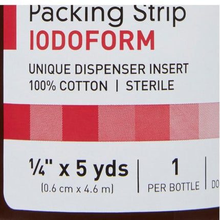 Wound Packing Strip Antiseptic Cotton Iodoform Small 1/4 Inch X 5 Yard 1 Count Sterile | 61-59345 | | Advanced Wound Care, Fillers and Packing, General & Advanced Wound Care, Wound Packing Strip | McKesson | SurgiMac